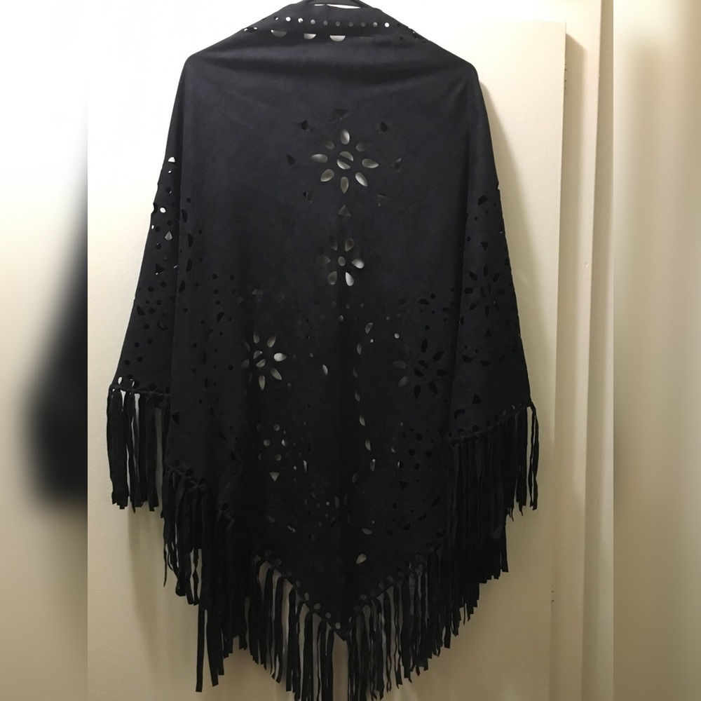 Suede poncho